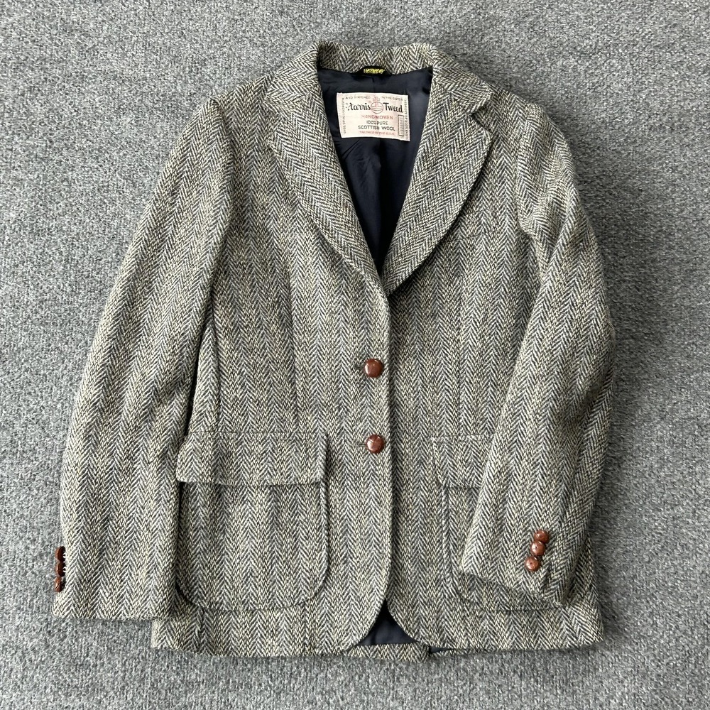 Women's Herringbone Wool Blazer - Gray